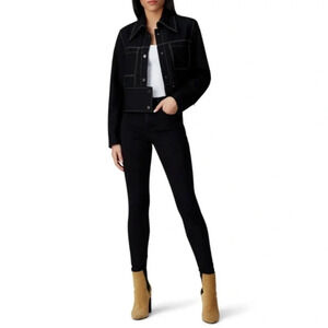 Colovos black contrast stitch crop wool jacket 13510